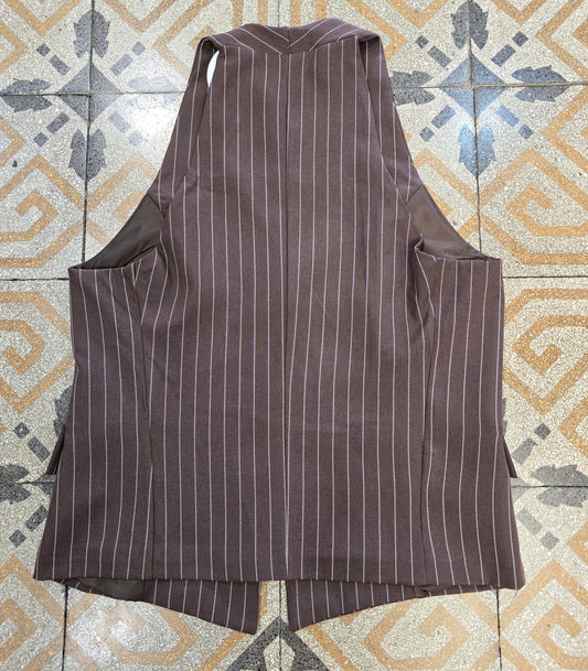 Gilet Gessato Marrone Abbottonato