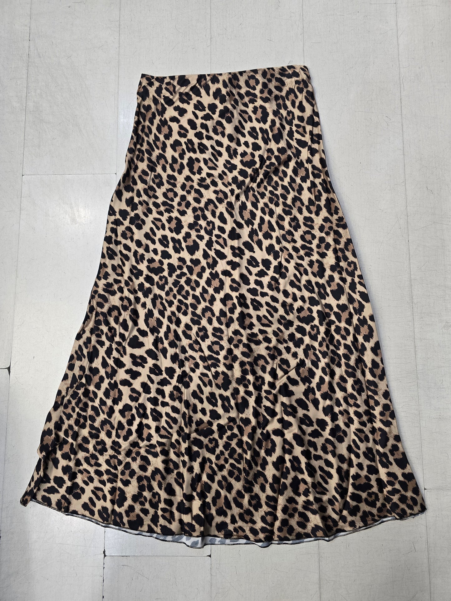 Gonna Raso Animalier Svasata Elastico Vita