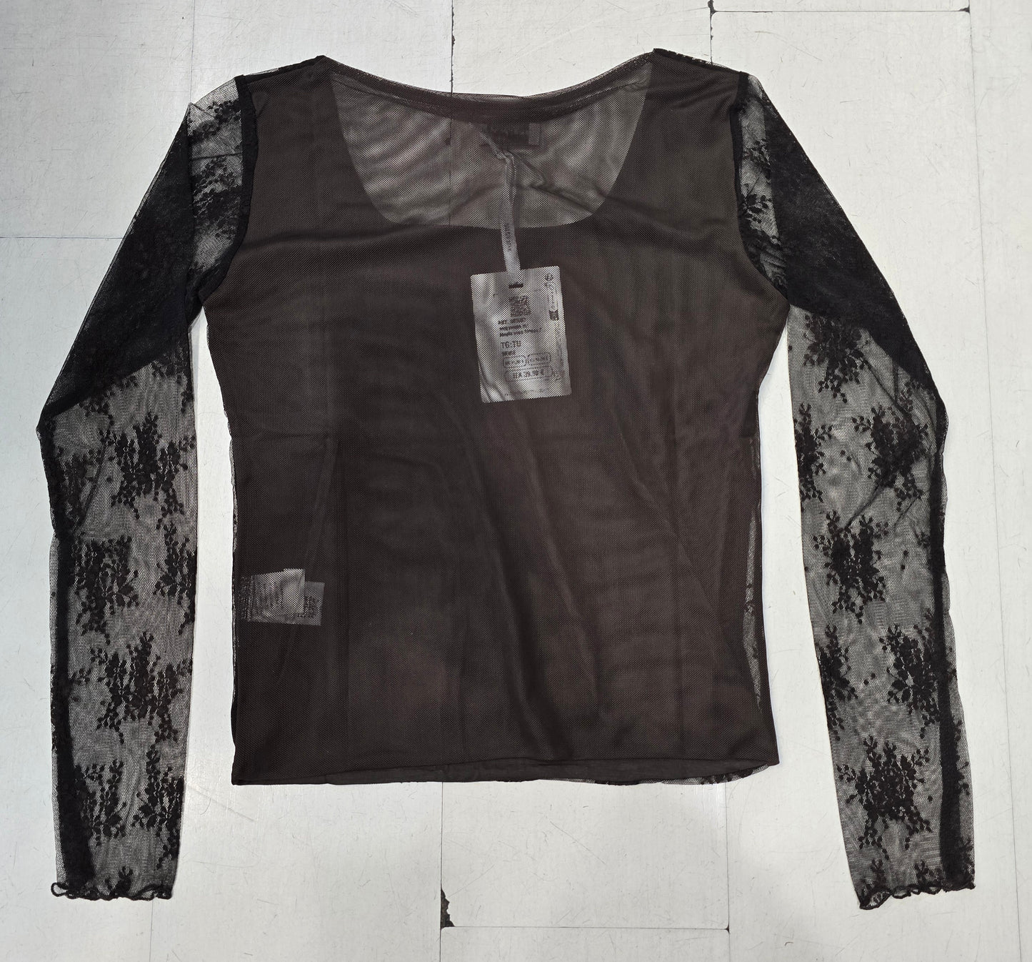 Maglia Pizzo Aderente Scollo Quadrato