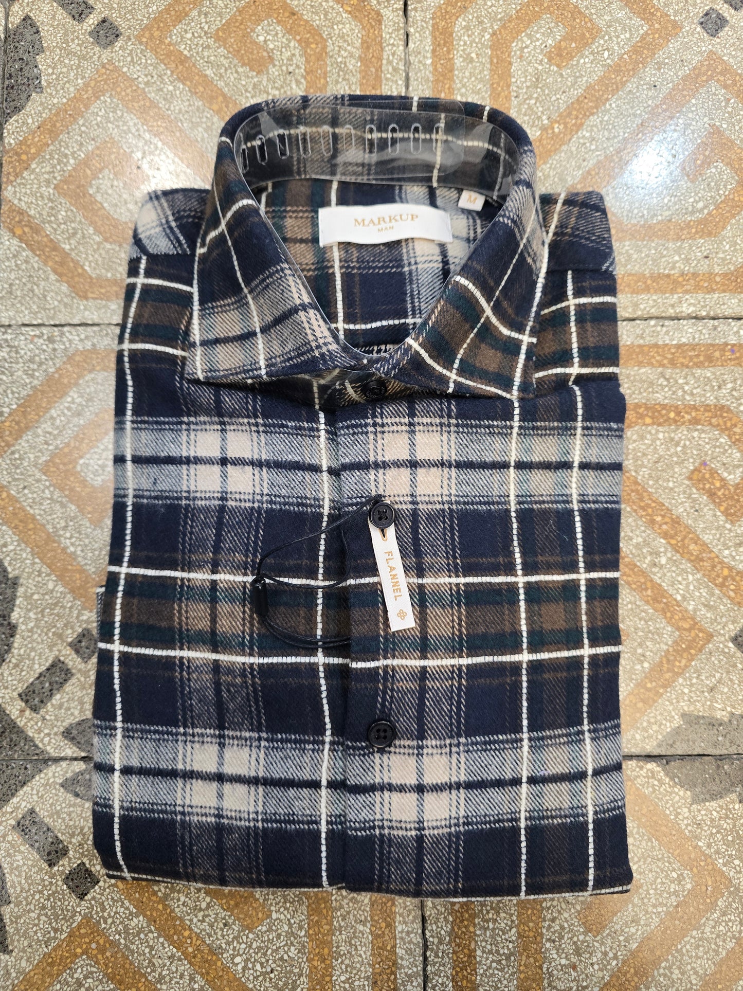 Camicia Flanella Cotone Quadrettoni Blu