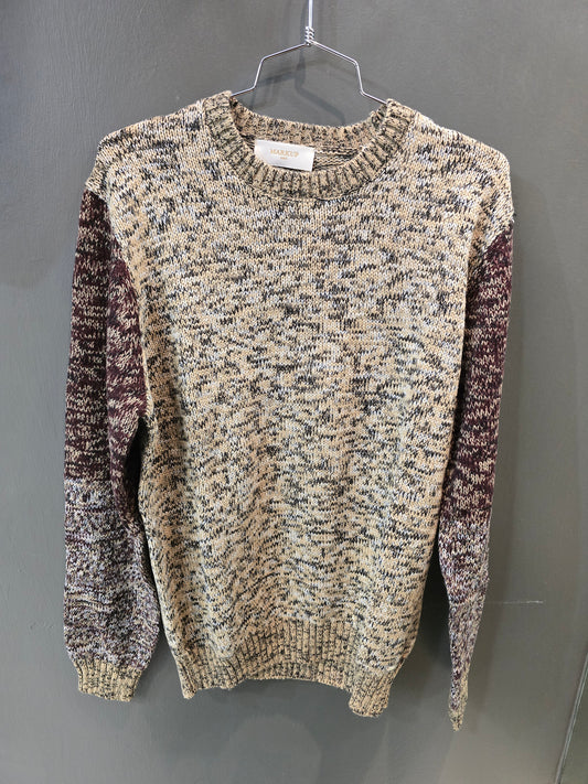 Maglia Paricollo Melangiata Beige Nero Bordeaux 30% Lana