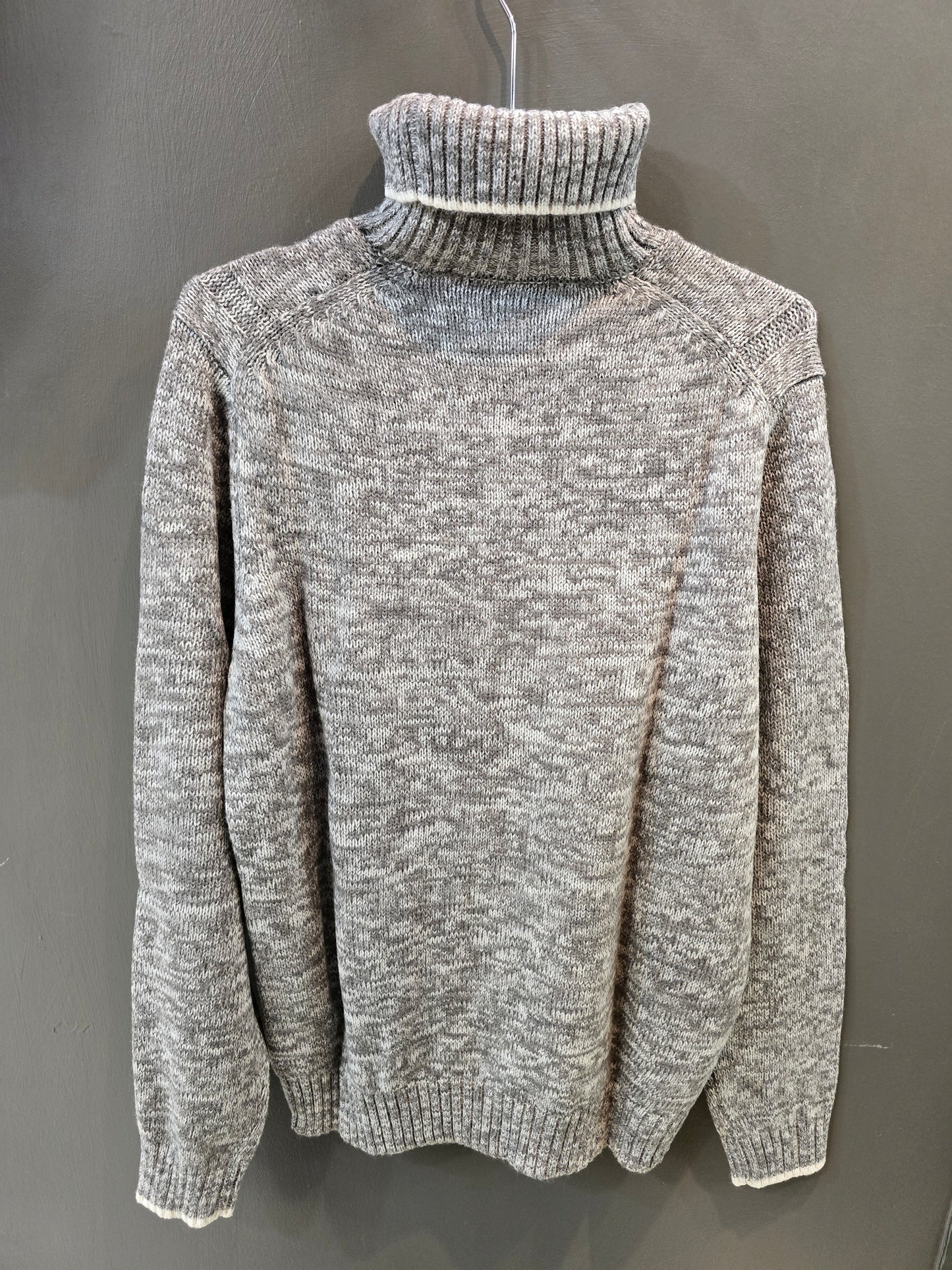 Maglia Collo Alto Melangiata Treccia 30% Lana