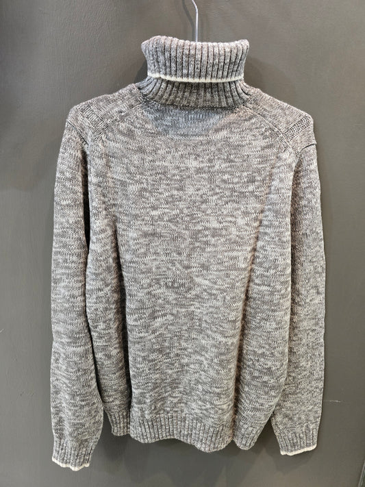 Maglia Collo Alto Melangiata Treccia 30% Lana