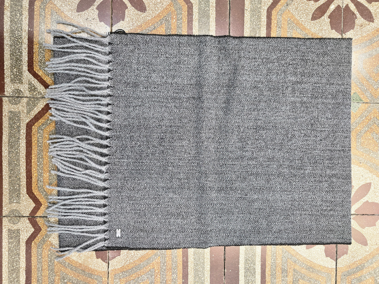 Sciarpa Fantasia Spigata Nero Grigio