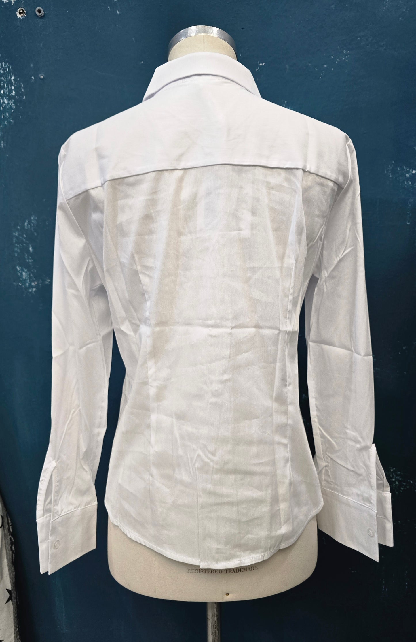 Camicia Cotone Elasticizzato Bottone Gioiello Bianca