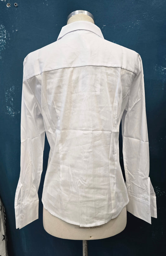 Camicia Cotone Elasticizzato Bottone Gioiello Bianca