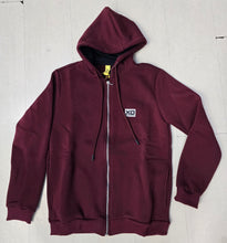 Carica l'immagine nel visualizzatore di Gallery, Felpa Cappuccio Zip Cotone Felpato Bordeaux