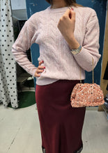 Carica l'immagine nel visualizzatore di Gallery, Maglia Filo Paillettes Paricollo Trecce Rosa Chiaro