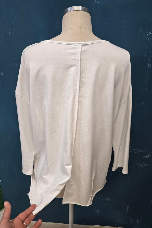 Maglia Cotone Garzato Ovetto Spacco Dietro