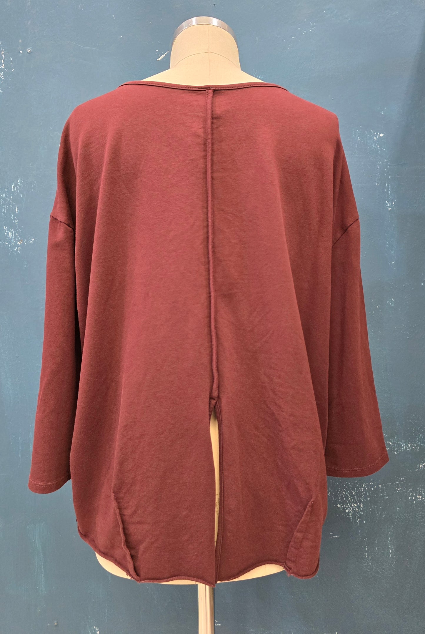 Maglia Cotone Garzato Ovetto Spacco Dietro