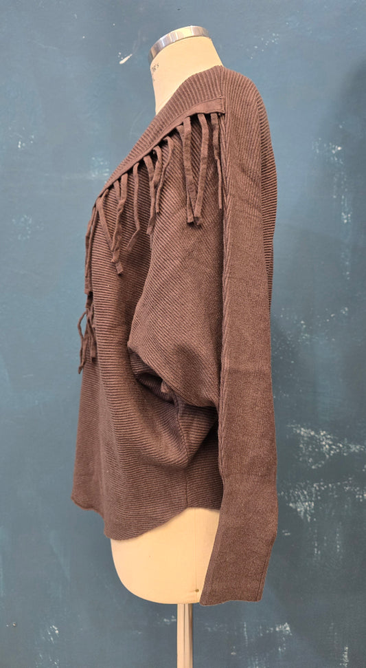 Maglia modello kimono dettaglio frange