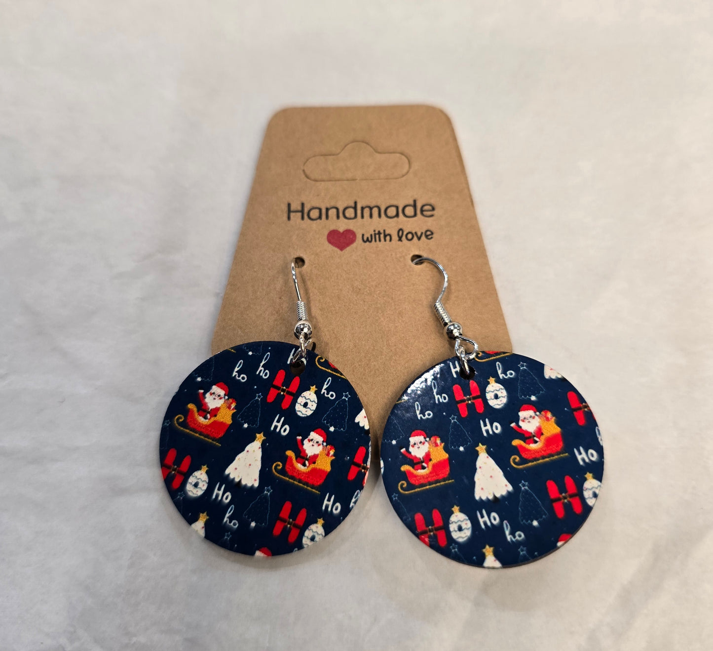 Orecchini Rotondi Stampati Natale