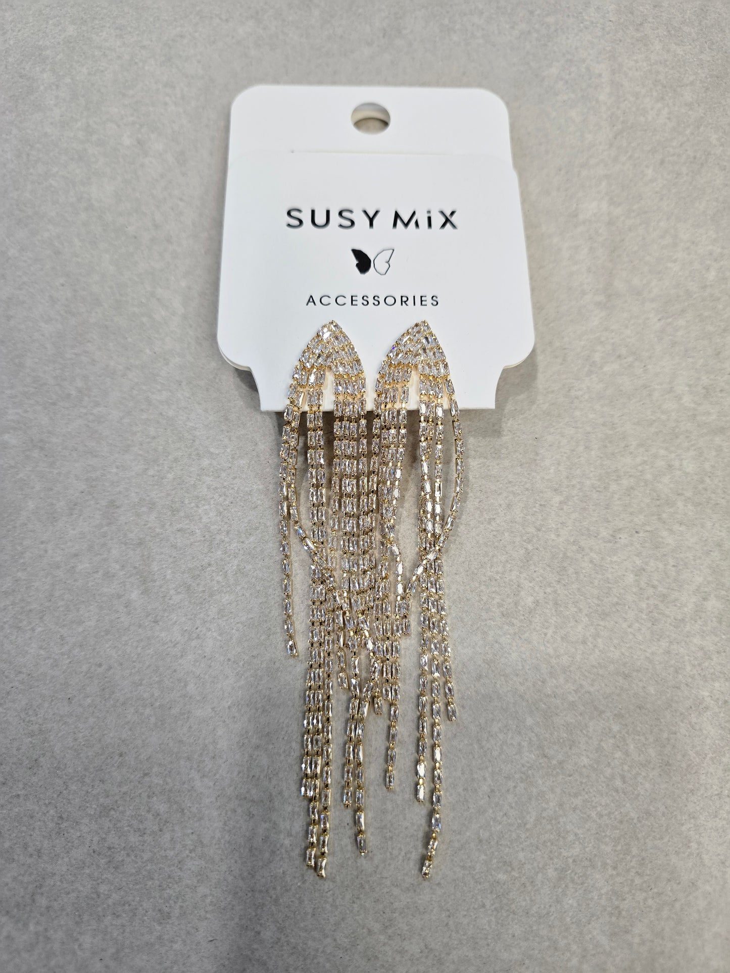 Orecchino Pendente Strass