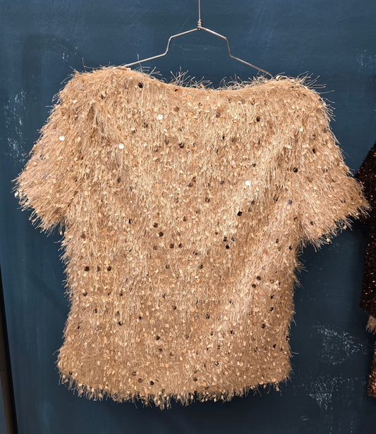 Blusa Donna Ecopelliccia Paillettes