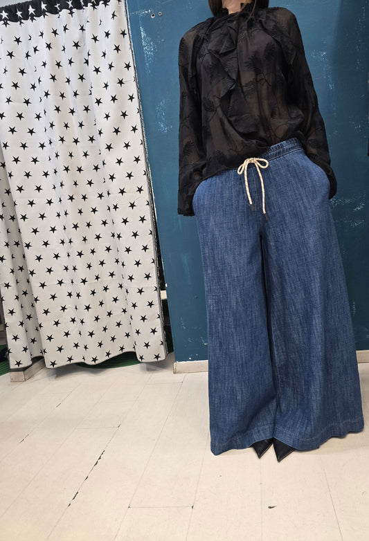 Pantalone Donna Denim Largo