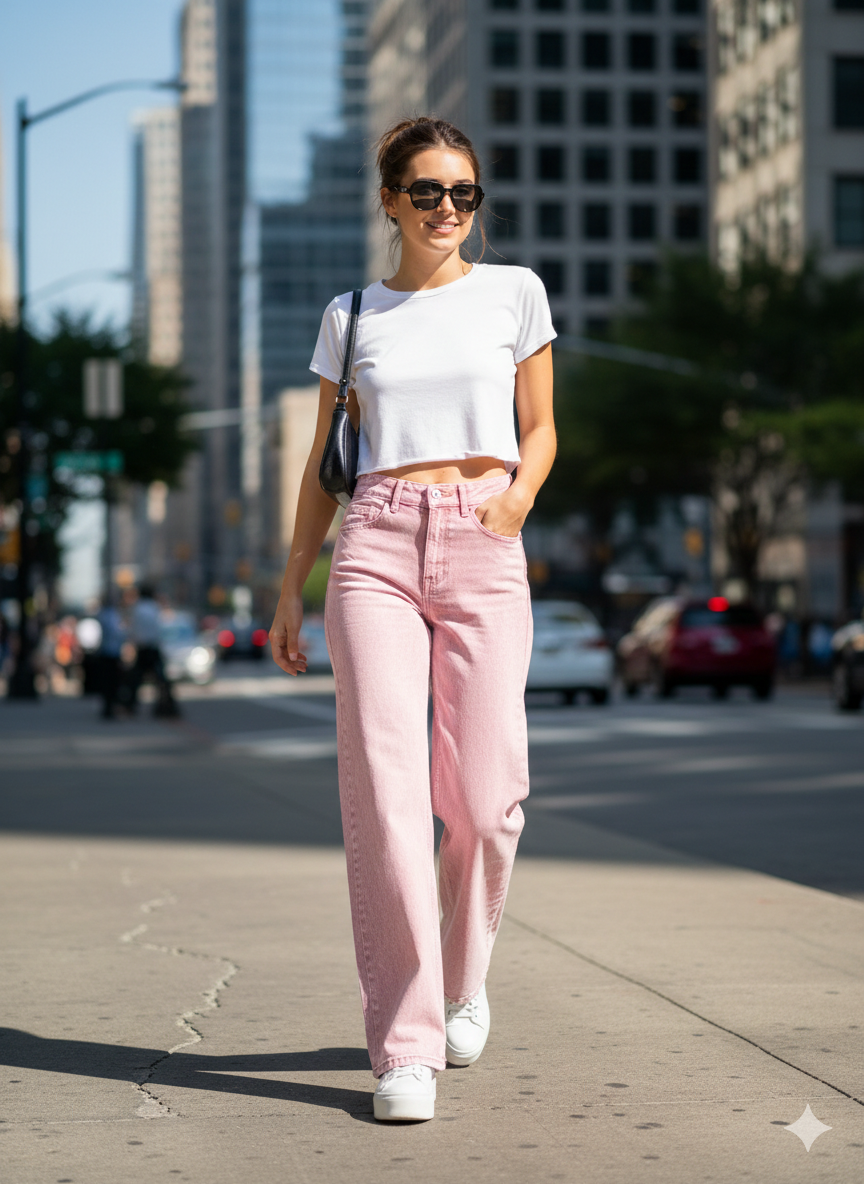 Jeans Donna Palazzo Colorato