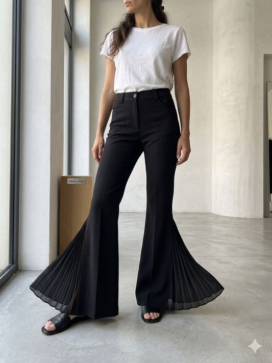 Pantalone Donna Zampa Plissè
