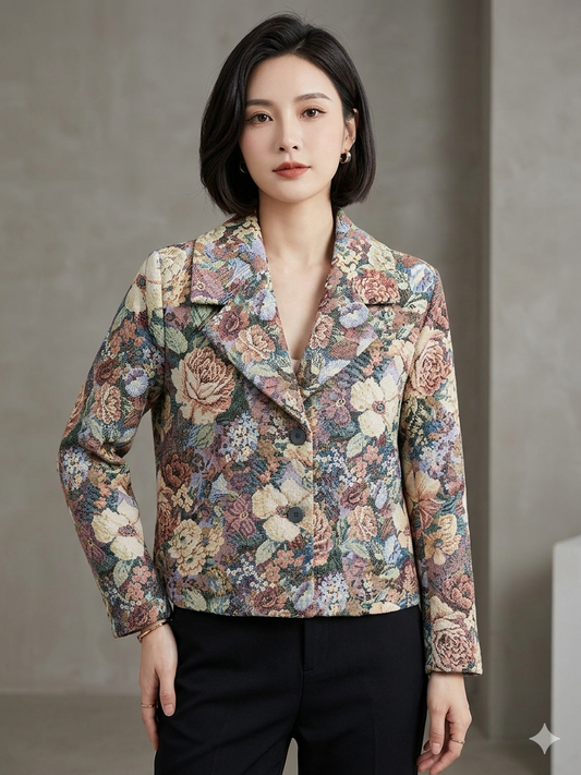 Giacca  Corta Broccato Floreale