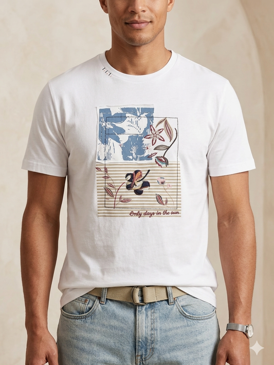 T-Shirt Uomo Stampa Ricamo