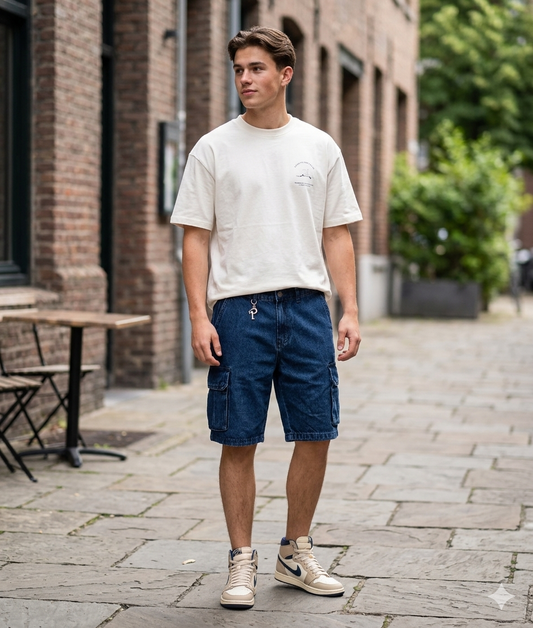 Bermuda Uomo Cargo Denim
