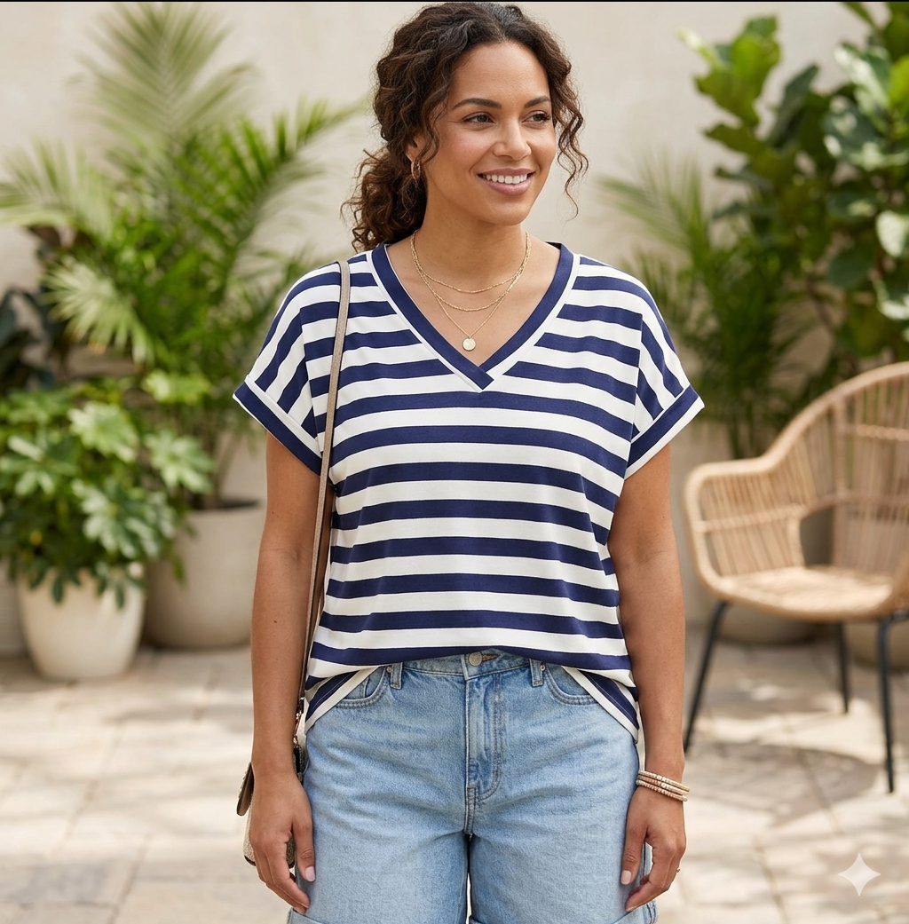 T-Shirt Donna Scollo V Riga