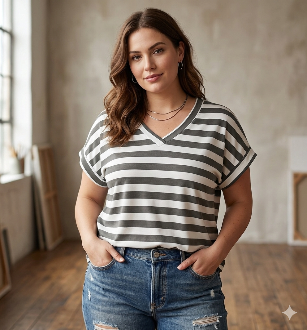 T-Shirt Donna Scollo V Riga