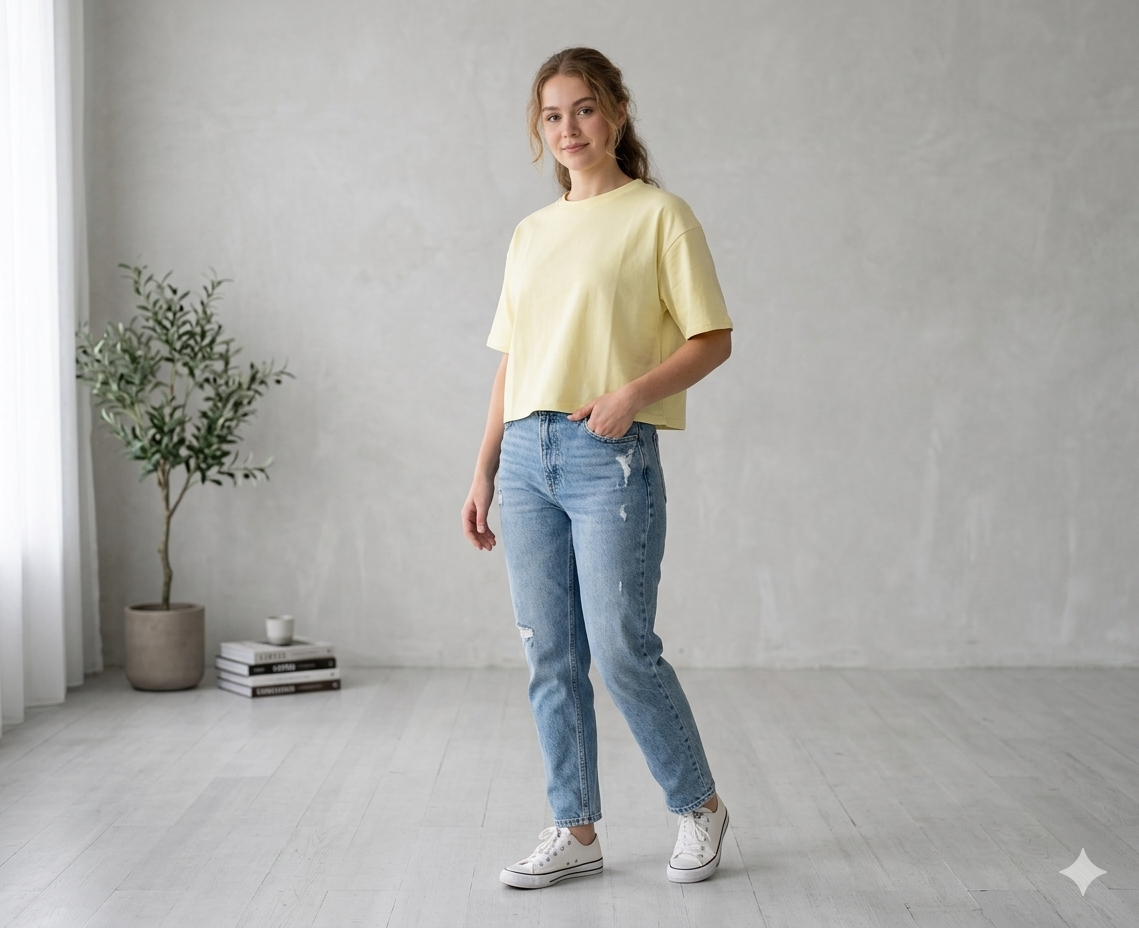 T-Shirt Paricollo Over Basic