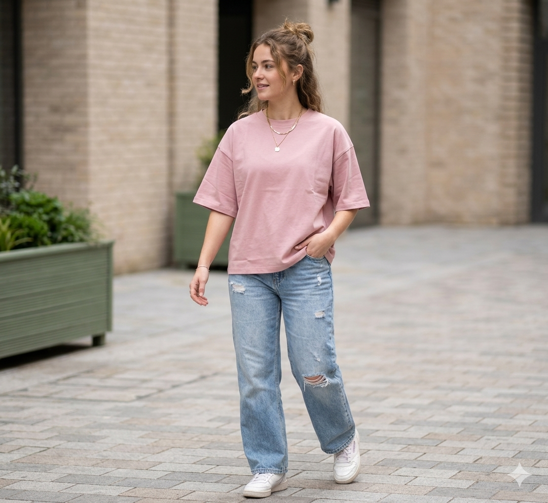 T-Shirt Paricollo Over Basic