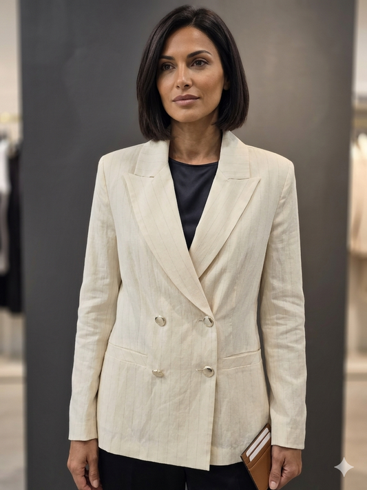 Blazer Donna Doppiopetto Gessato
