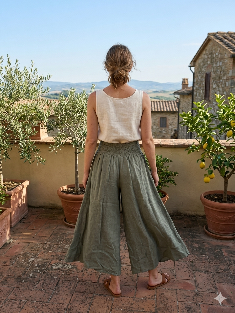 Pantalone Donna Lino Farfalla