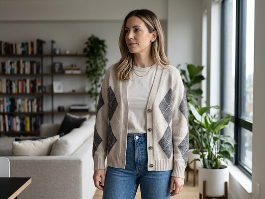 Cardigan Donna Over Rombi