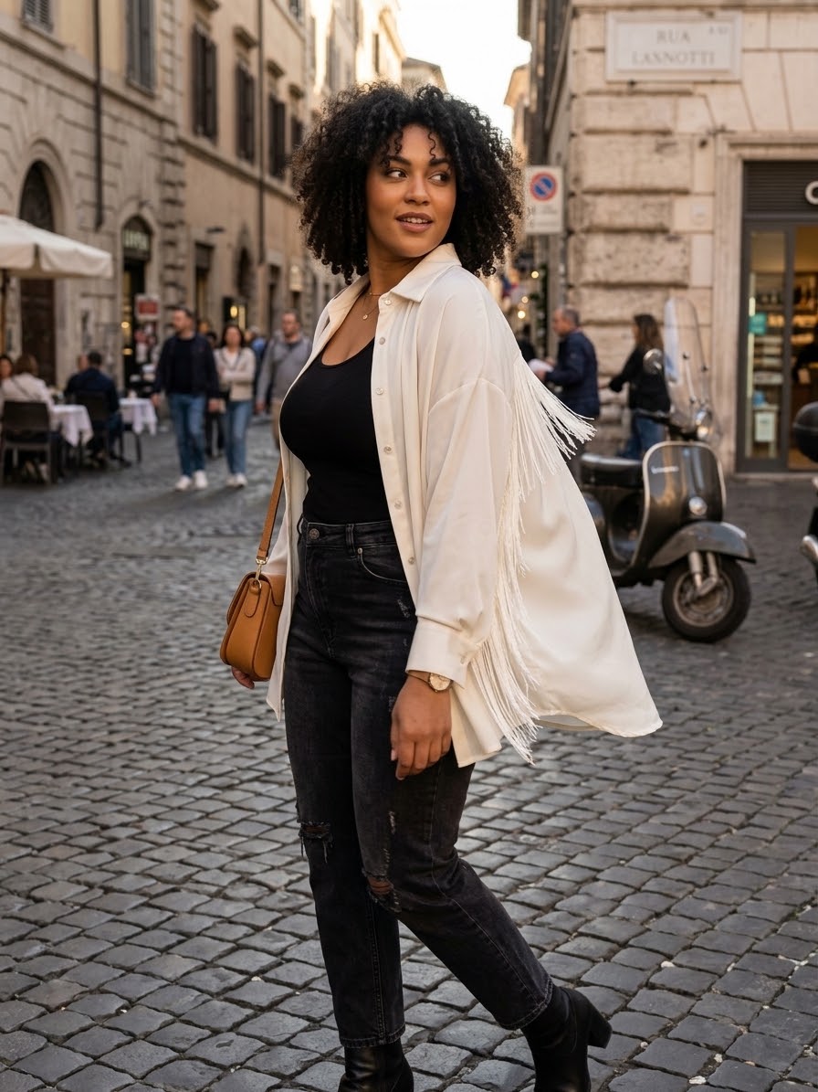 Camicia Curvy Frange