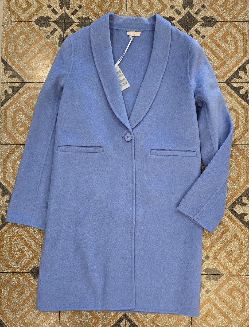 Cappotto Pannetto Leggero Celeste Taglia 42