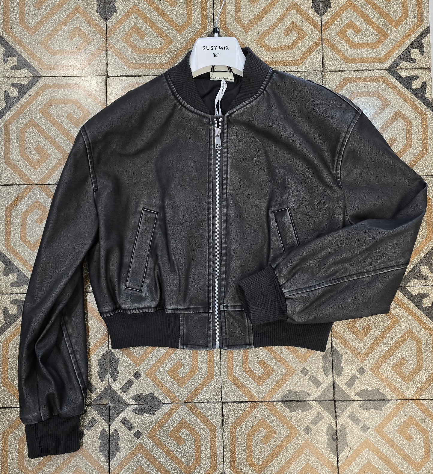 Bomber Ecopelle Effetto Maltinto Corto Vita