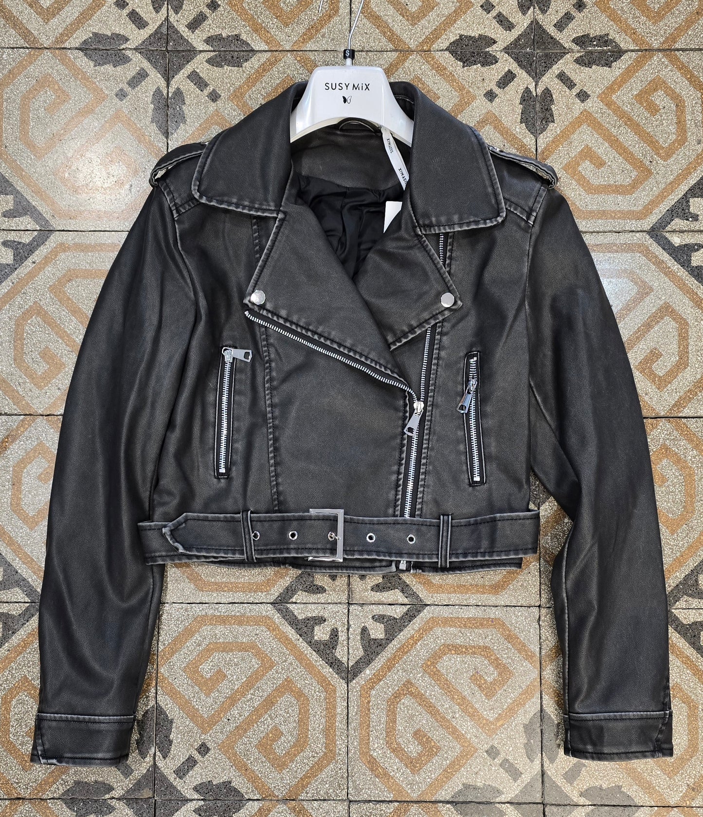 Chiodo Corto Ecopelle Effetto Maltinto