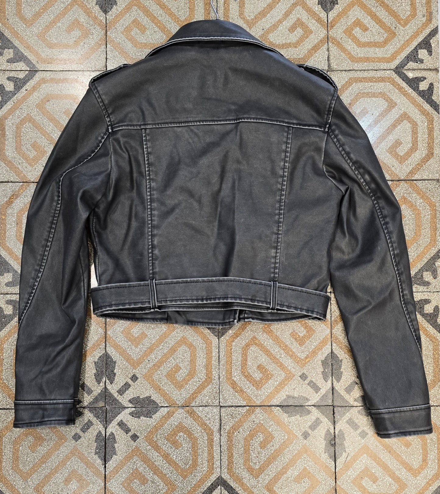 Chiodo Corto Ecopelle Effetto Maltinto