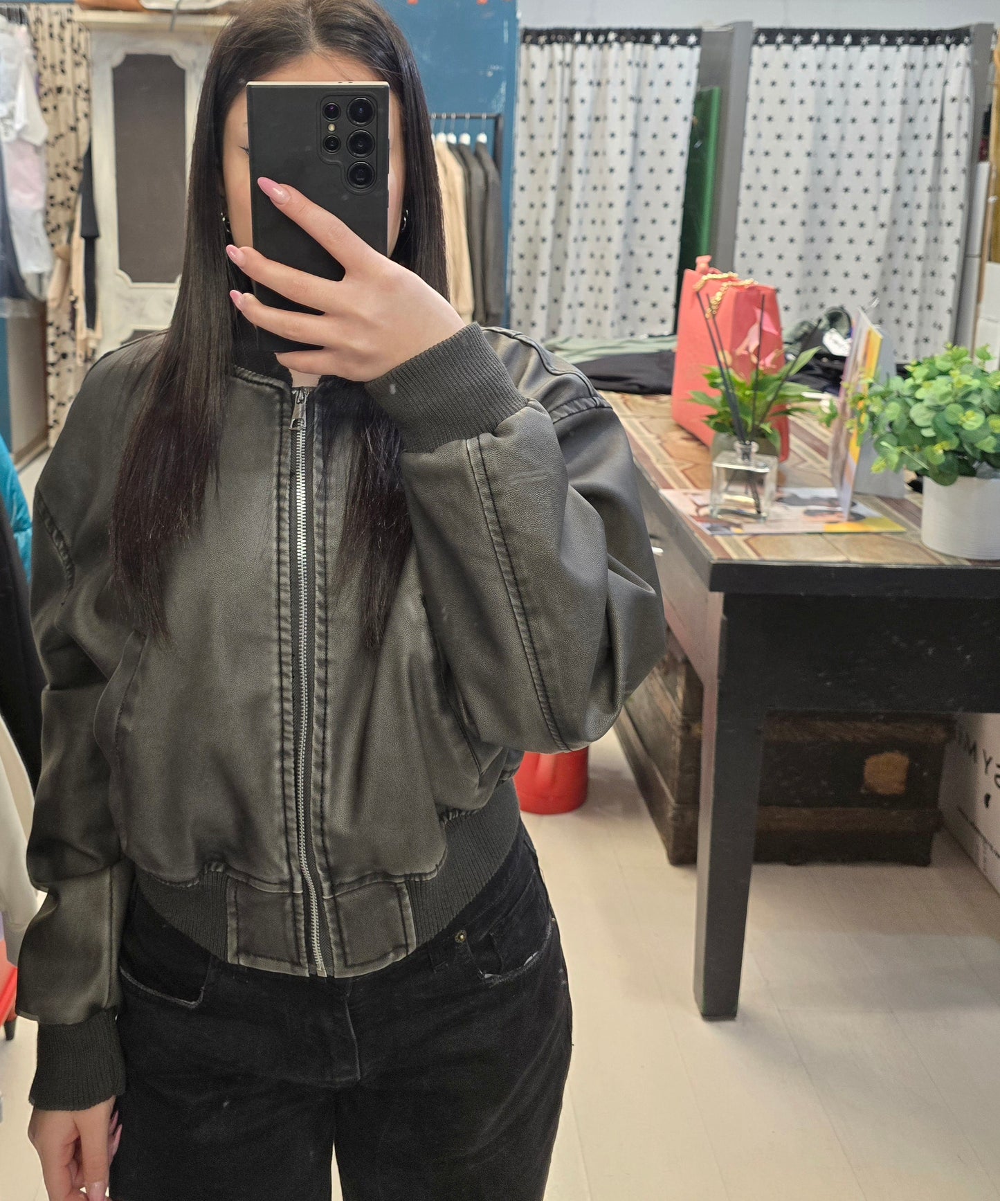 Bomber Ecopelle Effetto Maltinto Corto Vita