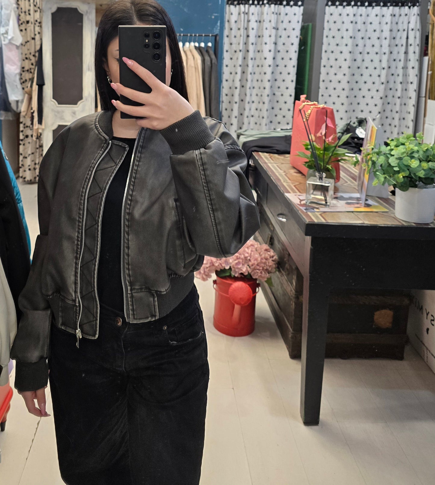 Bomber Ecopelle Effetto Maltinto Corto Vita