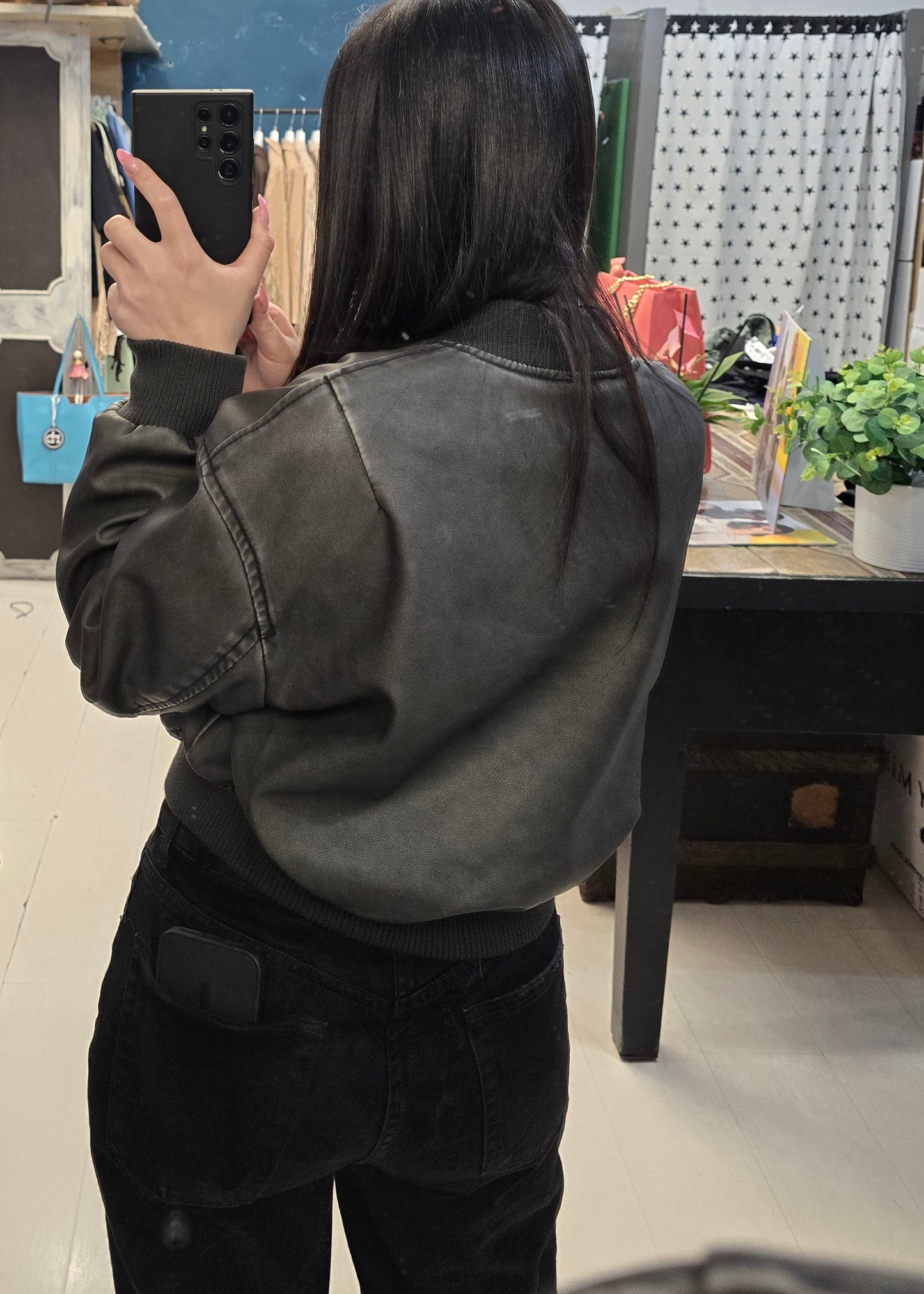 Bomber Ecopelle Effetto Maltinto Corto Vita