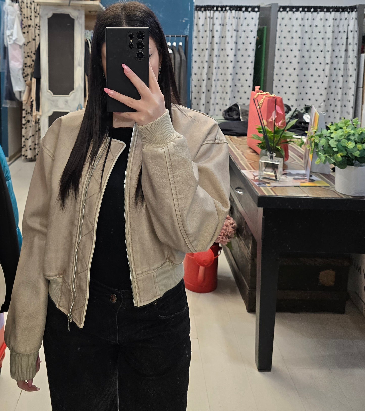 Bomber Ecopelle Effetto Maltinto Corto Vita