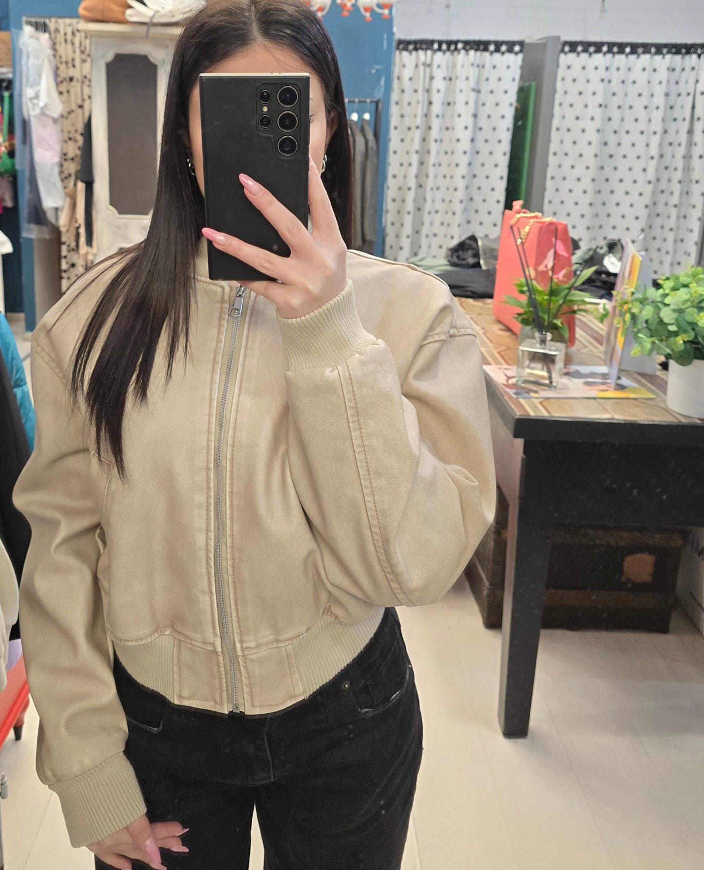 Bomber Ecopelle Effetto Maltinto Corto Vita