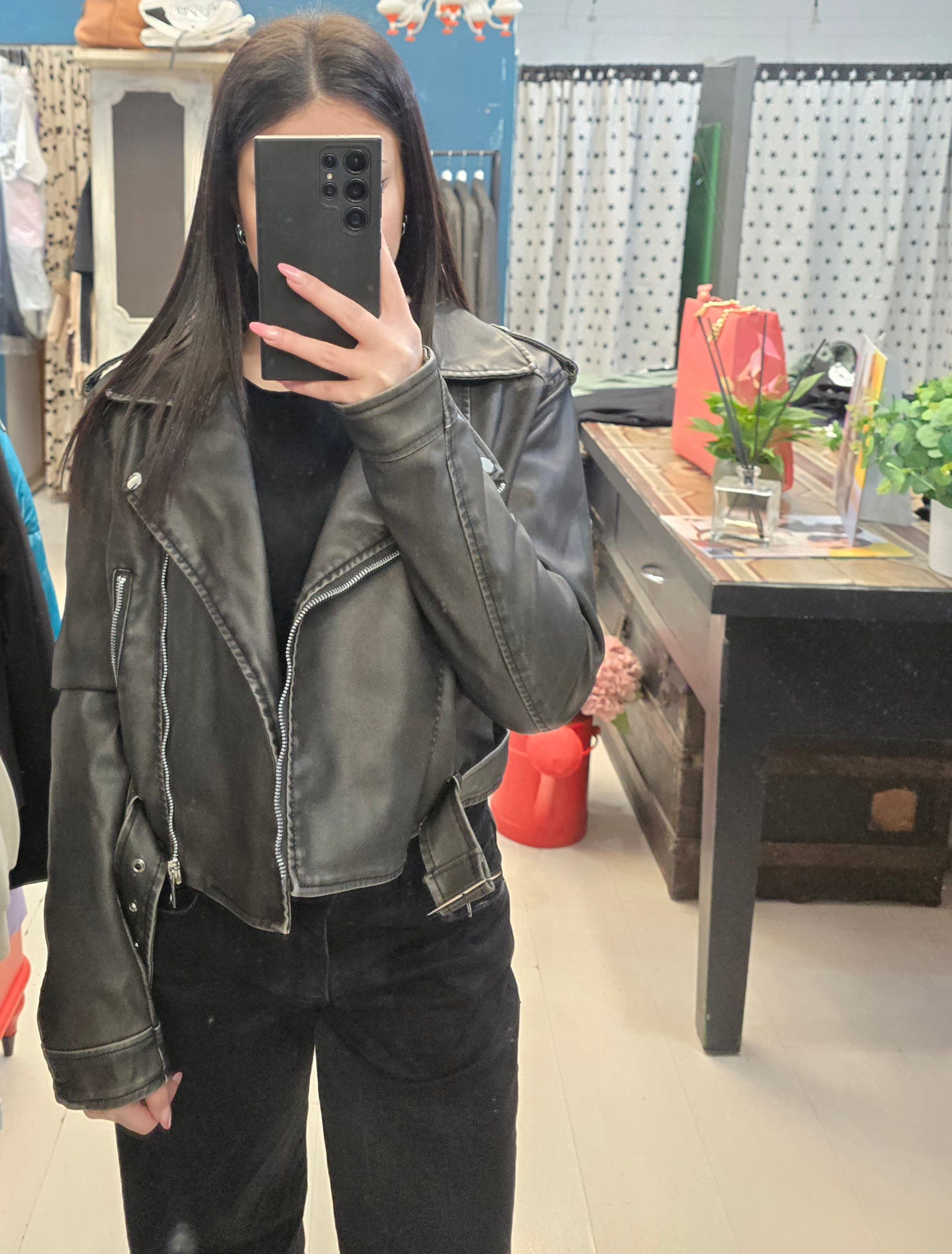 Chiodo Corto Ecopelle Effetto Maltinto