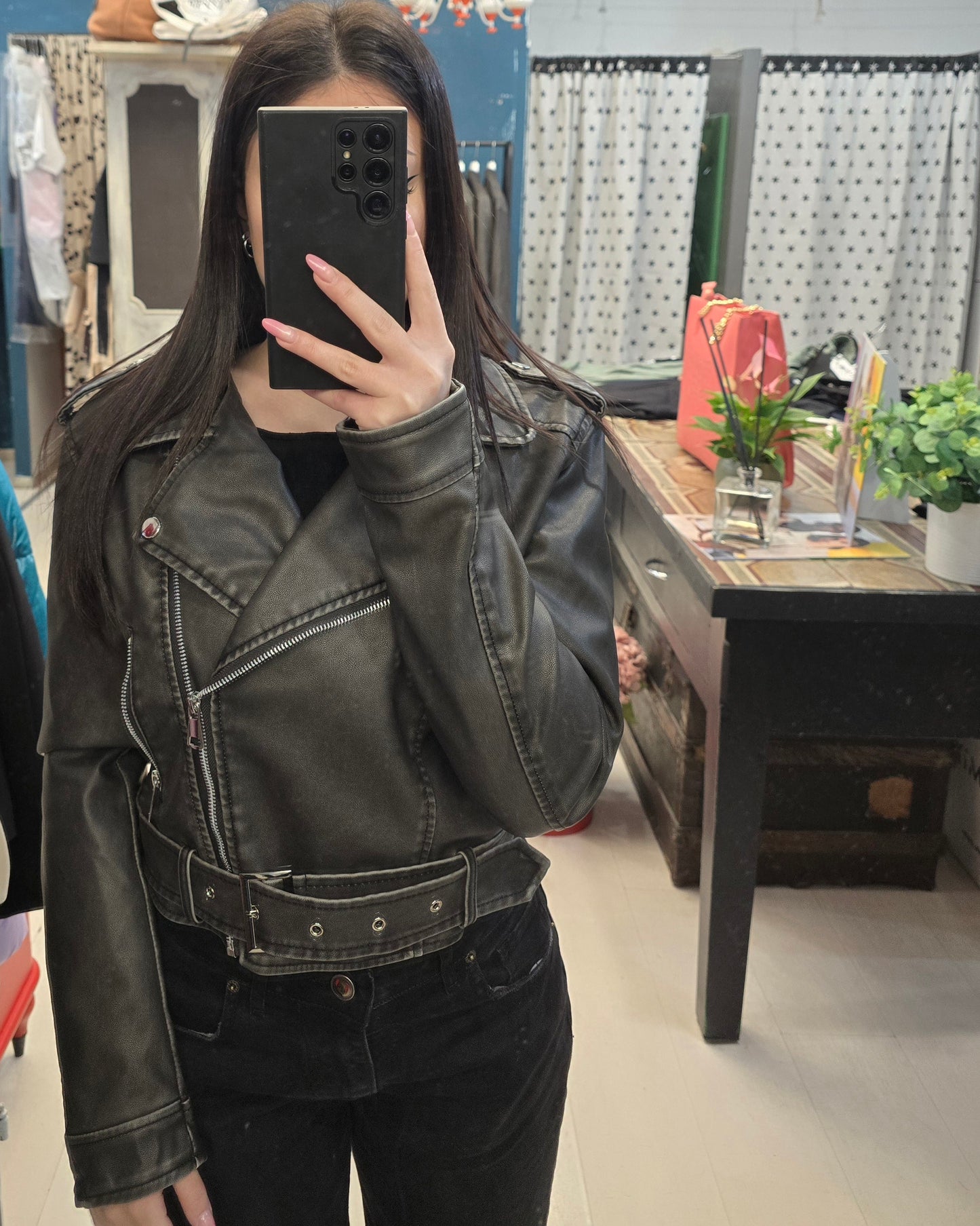 Chiodo Corto Ecopelle Effetto Maltinto