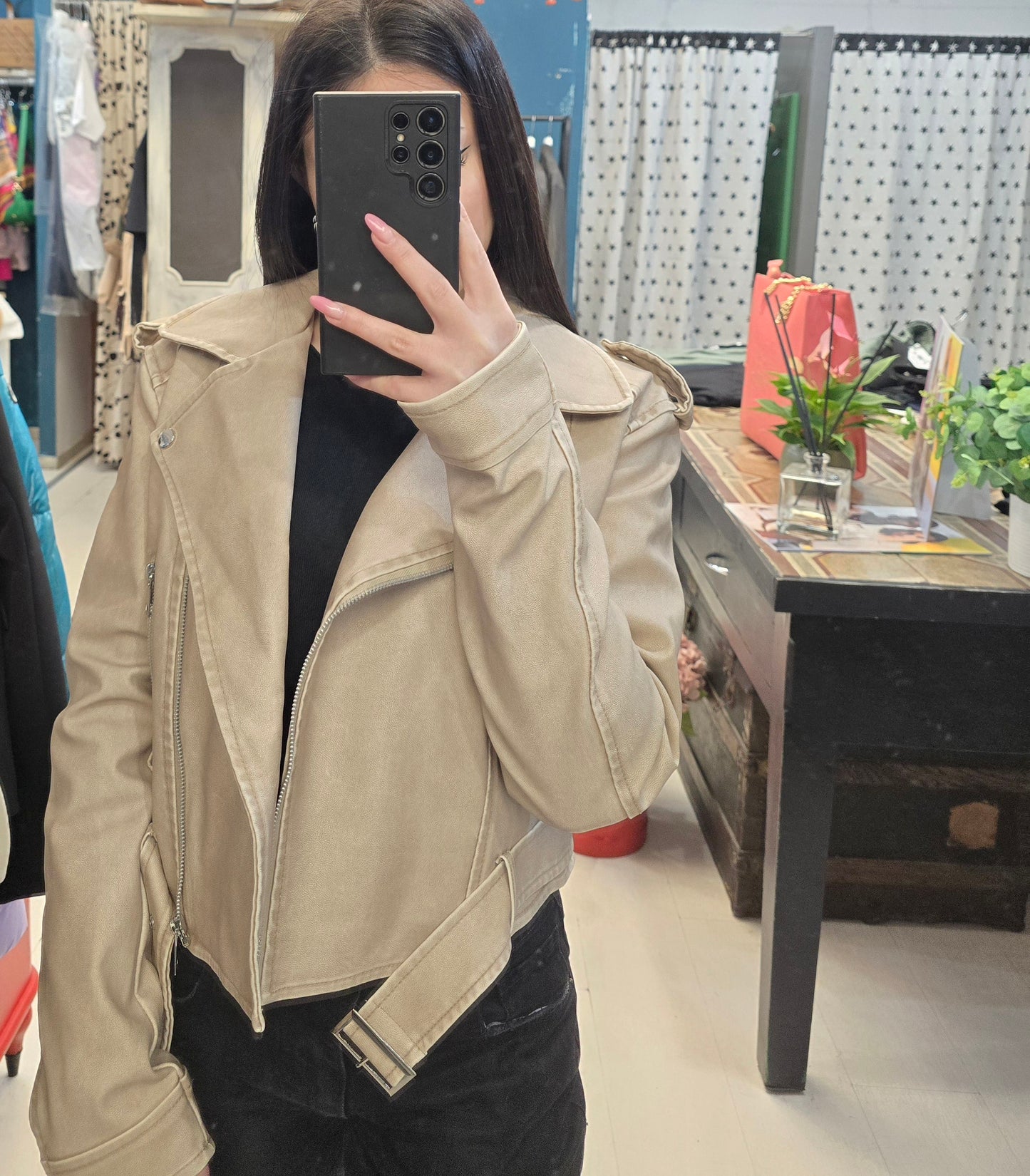 Chiodo Corto Ecopelle Effetto Maltinto