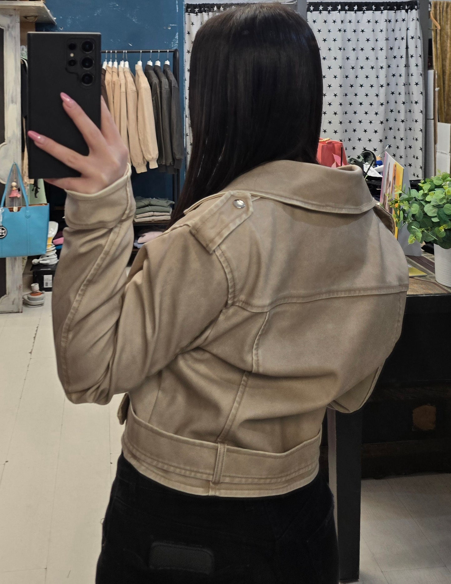 Chiodo Corto Ecopelle Effetto Maltinto