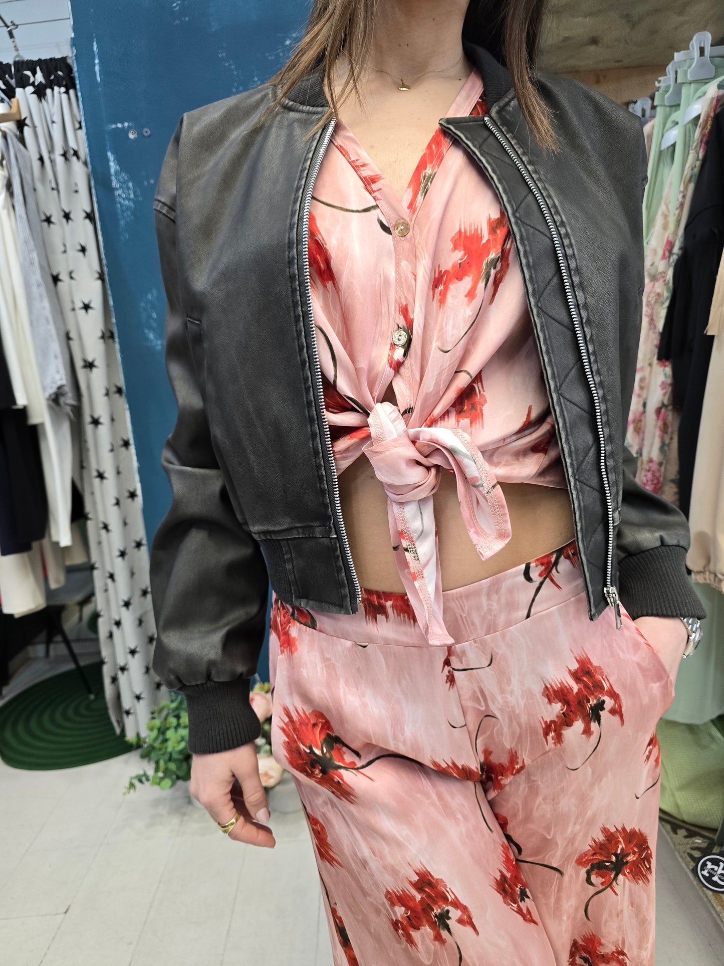 Bomber Ecopelle Effetto Maltinto Corto Vita