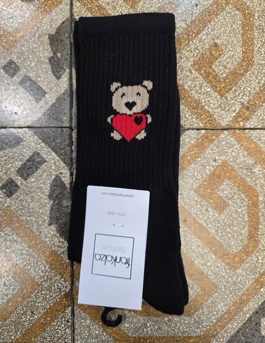 Calzini Cotone Sopra Caviglia Logo Orsetto Taglia Unica