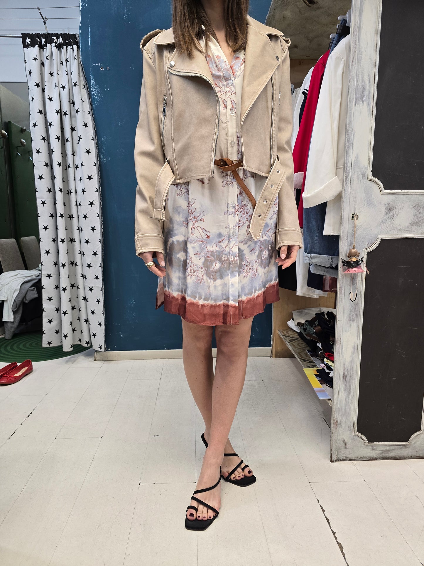 Chiodo Corto Ecopelle Effetto Maltinto