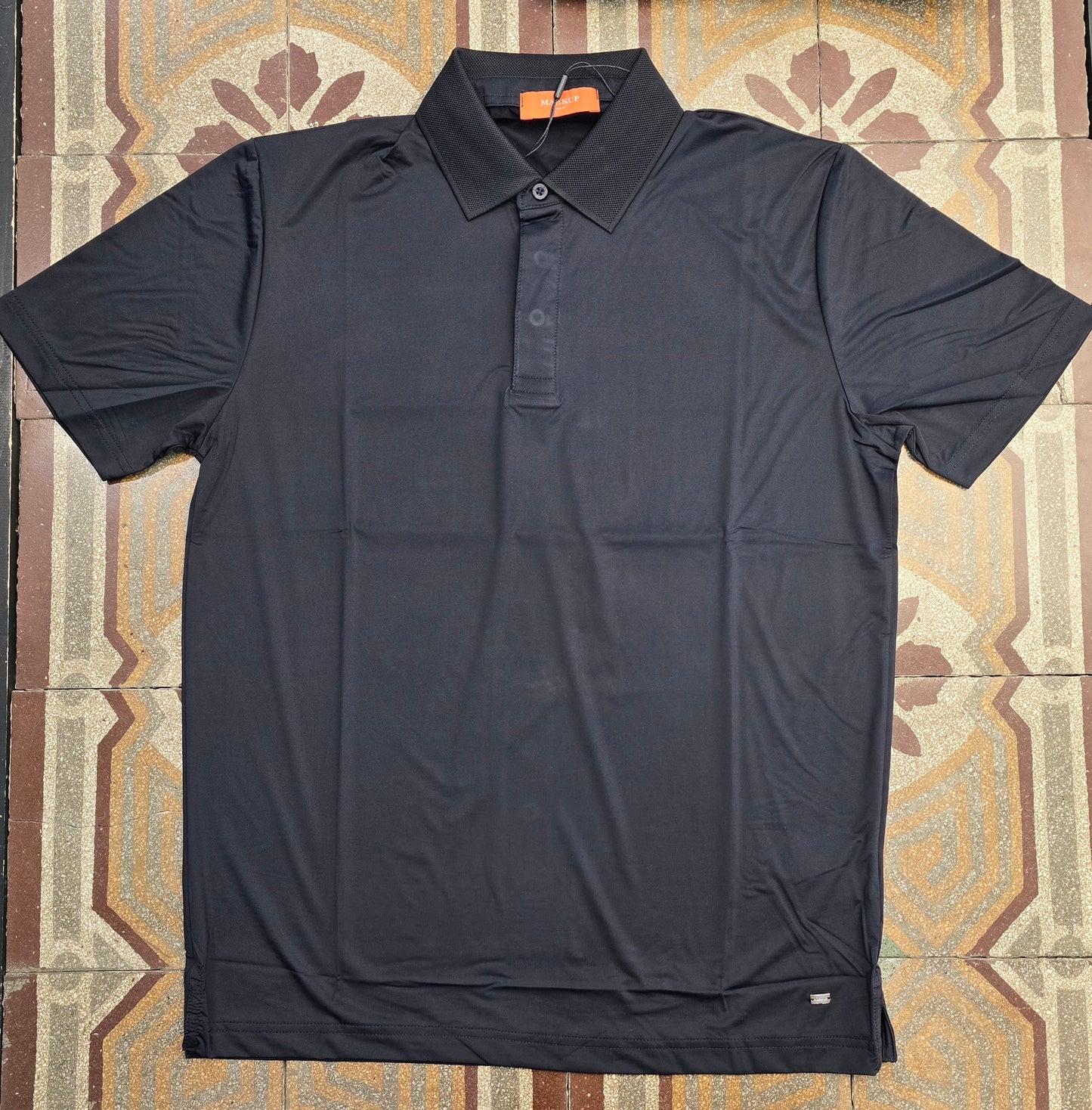 Polo Tessuto Tecnico No Iron Elasticizzata Nero