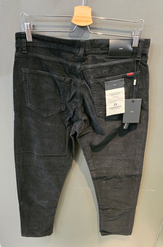 Jeans Velluto Millerighe Elasticizzato Nero Graffiature